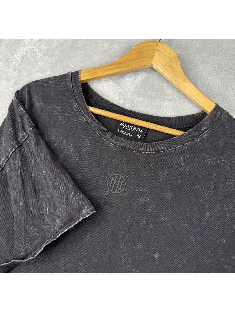 Ninth Hall Fundamentals Men's Black Washed T-Shirt Size L Y2K Gothic Streetwear